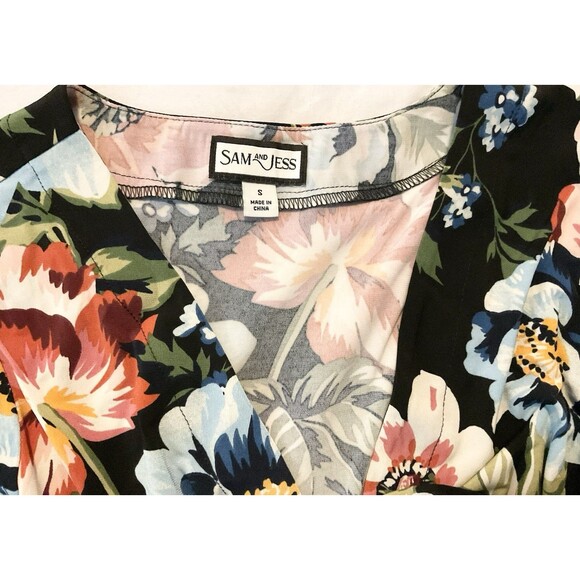 Sam & Jess Women's Floral Surplice-Neck Wrap Top Size S, Multi Colored NWT - Picture 6 of 9
